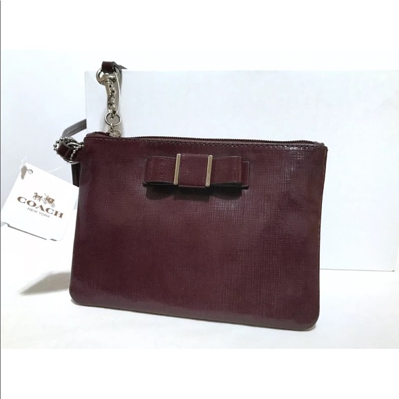 Coach Handbags - New Coach Darcy Bow Wristlet in Sherry Maroon